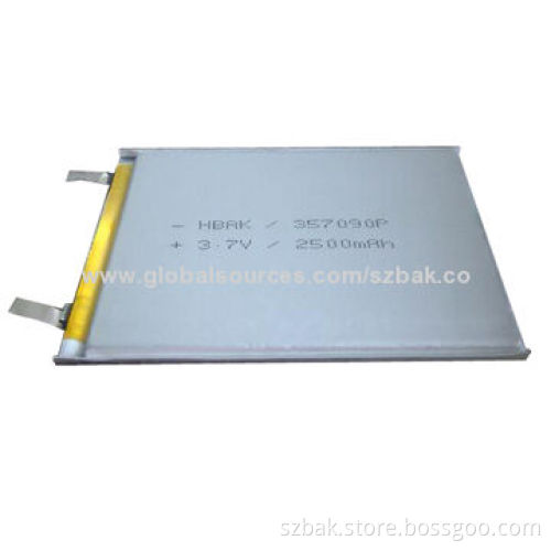 Ultra-thin Rechargeable 2,500mAh Li-polymer Batteries, 3.7V for Electronic Products